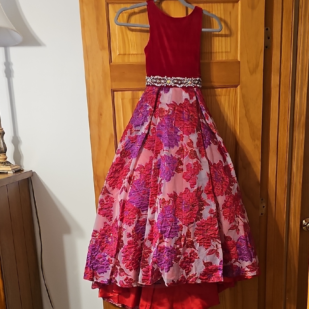 Elegant Red And Purple Girls Pageant Dress
